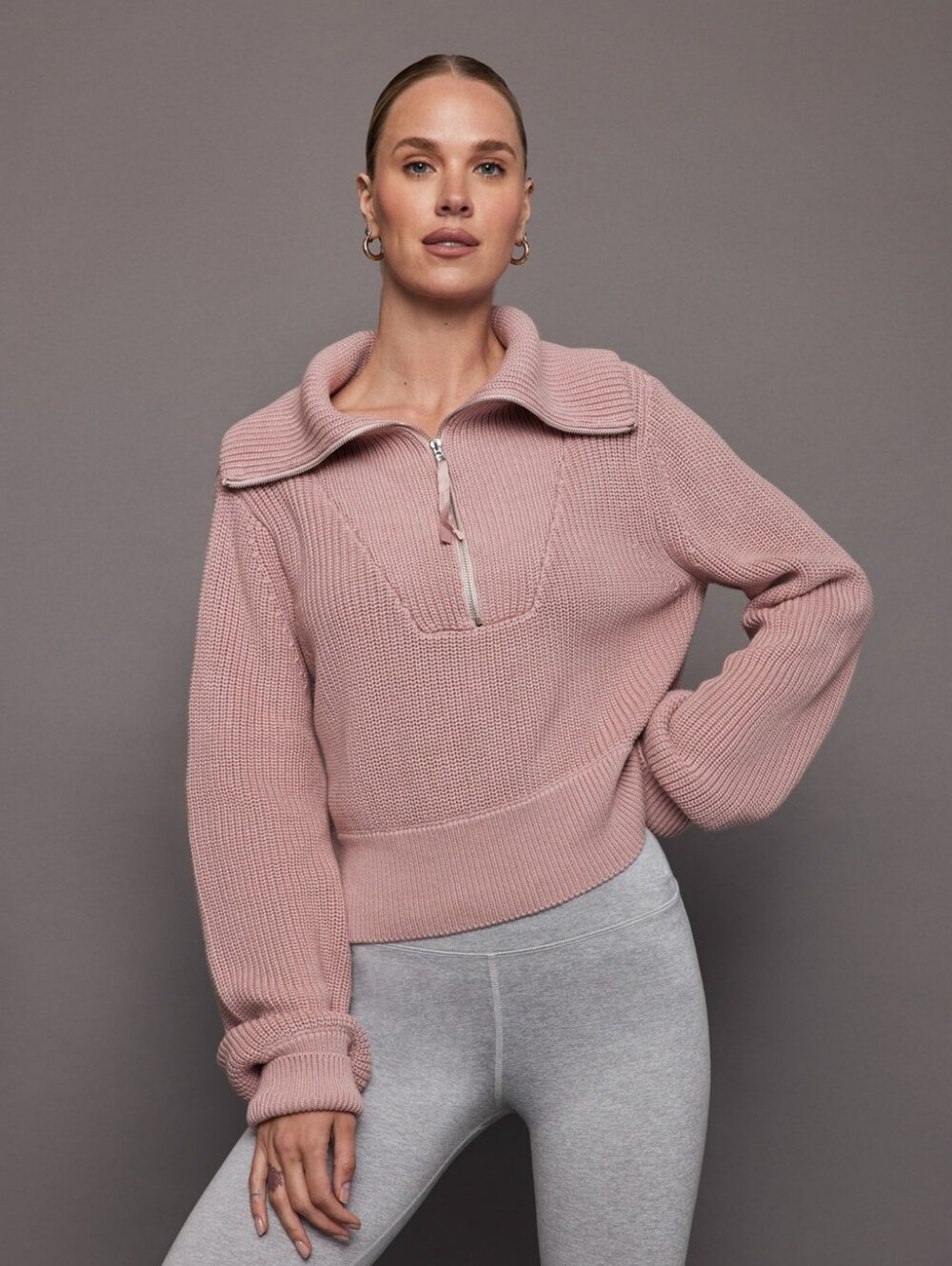 Varley Mentone Half Zip in Pale Mauve